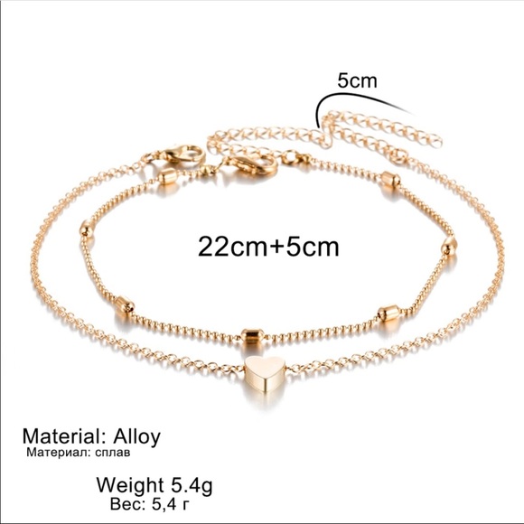 ๐๐Heart Double Horn Dainty Anklet - Picture 6 of 6